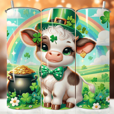 St.Patricks Day Highland Cow Rainbow   - 20 oz Skinny Tumbler Sublimation Transfers