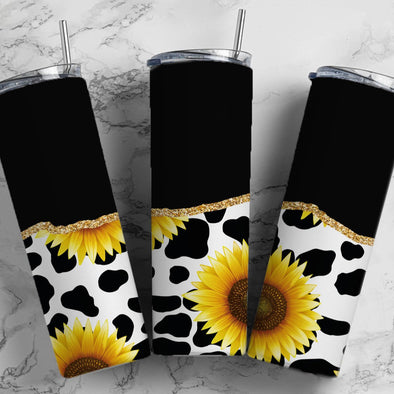 Sunflower Cow Print - 20 oz Skinny Tumbler Sublimation Transfers