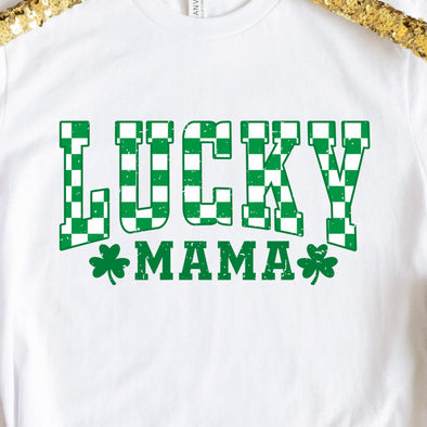 Lucky Mama Distressed Checker Shamrock  -  DTF