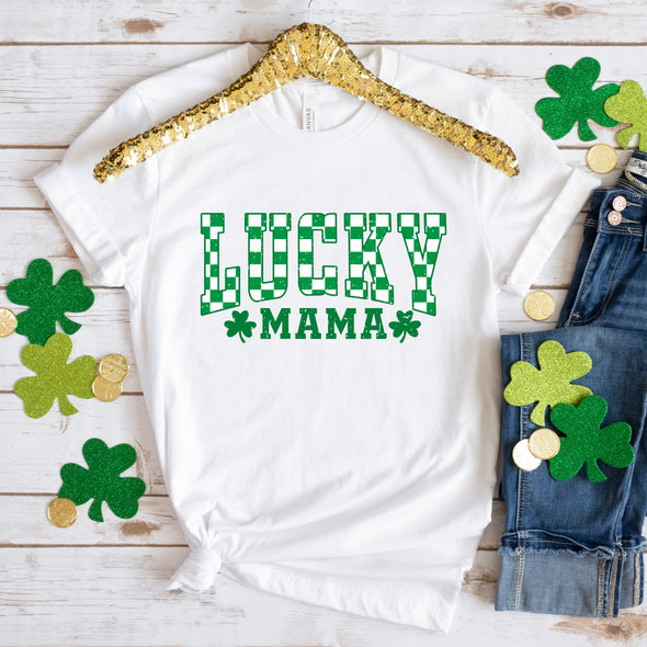 Lucky Mama Distressed Checker Shamrock  -  DTF