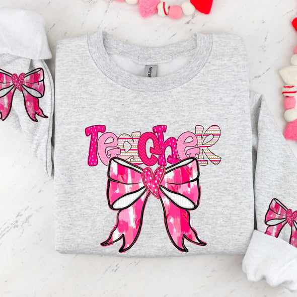 Coquette Valentines Day; Teacher WITH 2 BOWS - DTF