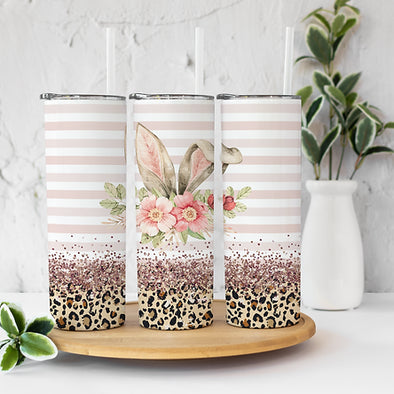 Floral Bunny Ears 20  oz Skinny Tumbler Sublimation Transfers