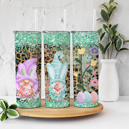 Easter Bunny Gnomes 20  oz Skinny Tumbler Sublimation Transfers