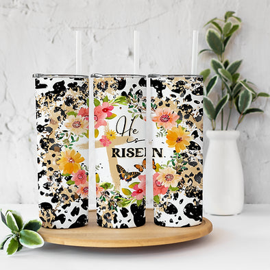 He Is Risen Floral 20  oz Skinny Tumbler Sublimation Transfers