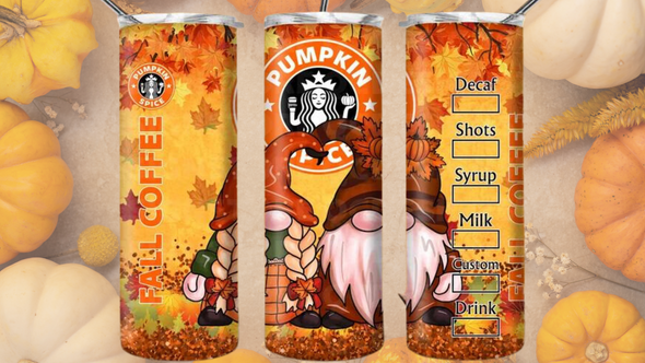 Fall Coffee 3D Inflated - 20 oz Skinny Tumbler Sublimation Transfers
