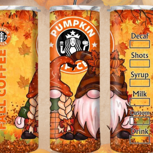 Fall Coffee 3D Inflated - 20 oz Skinny Tumbler Sublimation Transfers