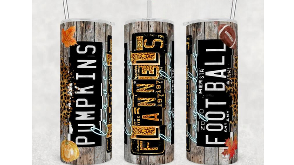 Pumpkins Football Flannels - 20 oz Skinny Tumbler Sublimation Transfers