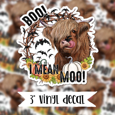 V39 Boo Cow - Vinyl Sticker Decal