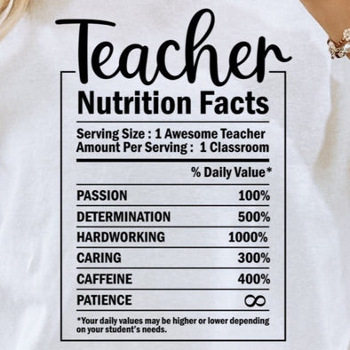 Teacher Nutrition Facts  - DTF Transfer