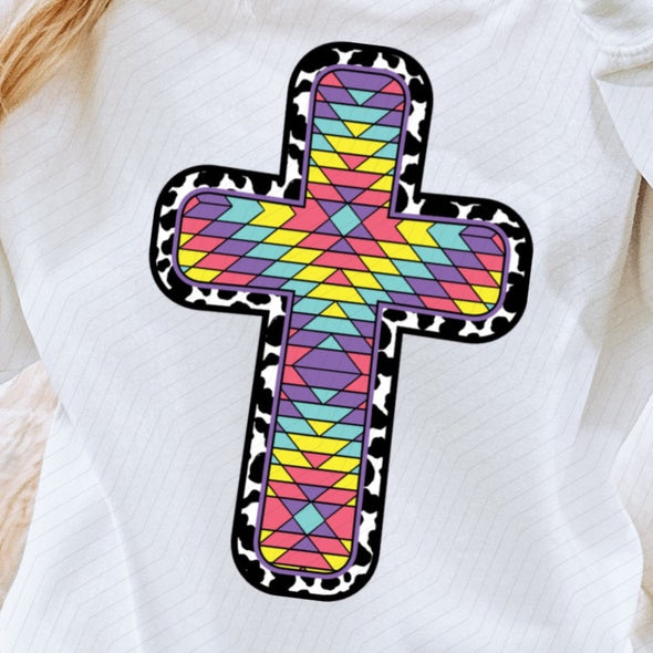 Distressed Aztec Easter Cross - DTF