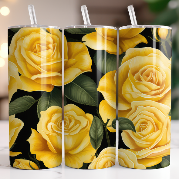 Yellow Roses 2 -  20 oz Skinny Tumbler Sublimation Transfers