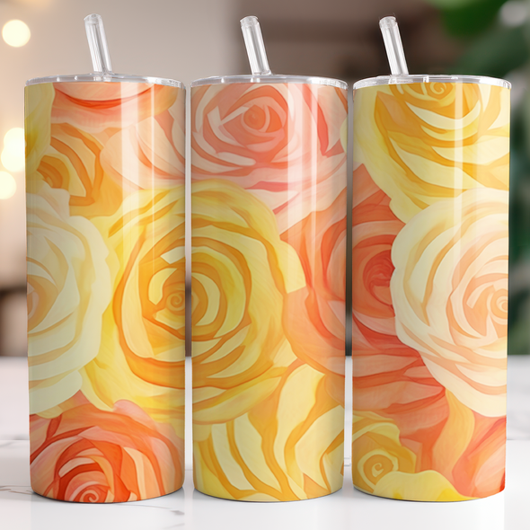 Yellow Roses -  20 oz Skinny Tumbler Sublimation Transfers