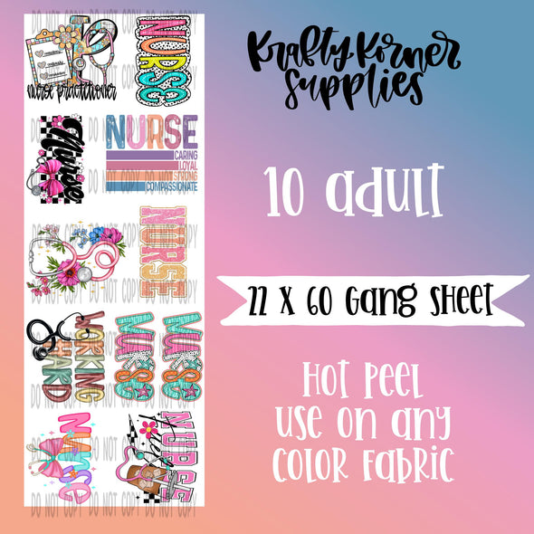 Nurse 2.0 GANG SHEET - DTF Transfer