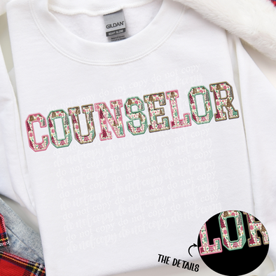 Counselor Christmas Fun Faux Embroidery - DTF