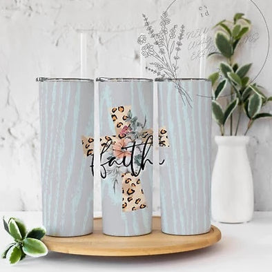 Faith Cross  - 20 oz Skinny Tumbler Sublimation Transfers