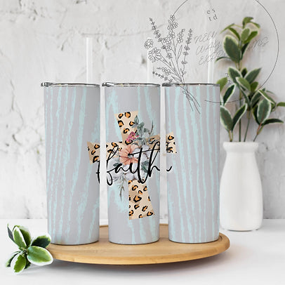 Faith Cross  - 20 oz Skinny Tumbler Sublimation Transfers