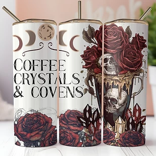 Coffee Crystals & Covens - 20 oz Skinny Tumbler Sublimation Transfers
