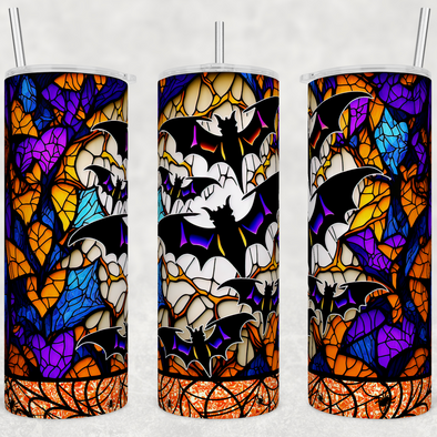 Stained Glass Bats - 20 oz Skinny Tumbler Sublimation Transfers