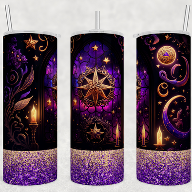 Stained Glass Celestial - 20 oz Skinny Tumbler Sublimation Transfers