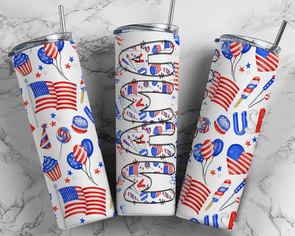 Mama USA - 20 oz Skinny Tumbler Sublimation Transfers