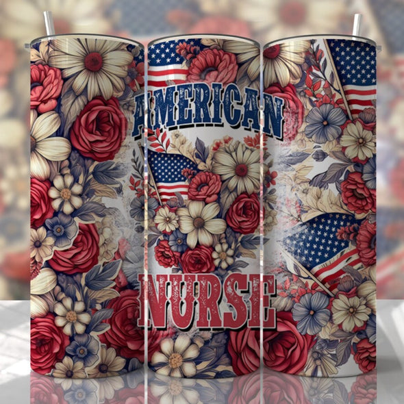 American Nurse - 20 oz Skinny Tumbler Sublimation Transfers