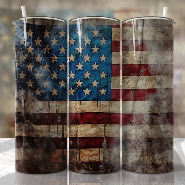 USA Flag - 20 oz Skinny Tumbler Sublimation Transfers