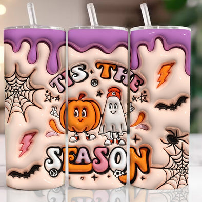 3D Inflated Puffy Tis The Season - 20 oz Skinny Tumbler Sublimation Transfers