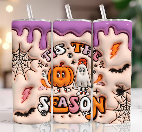 3D Inflated Puffy Tis The Season - 20 oz Skinny Tumbler Sublimation Transfers