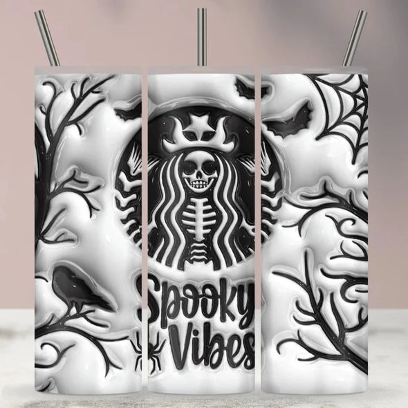 Spooky Vibes 3D Effect - 20 oz Skinny Tumbler Sublimation Transfers