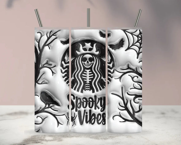 Spooky Vibes 3D Effect - 20 oz Skinny Tumbler Sublimation Transfers