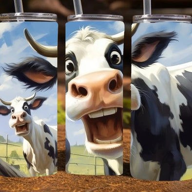 Cow Selfie -  20 oz Skinny Tumbler Sublimation Transfers