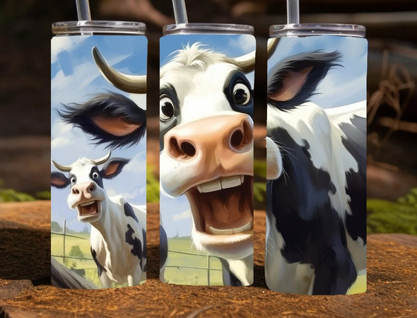 Cow Selfie -  20 oz Skinny Tumbler Sublimation Transfers