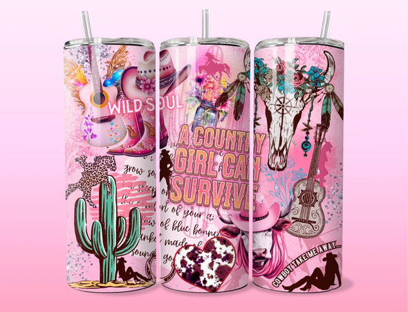 Cowgirl -  20 oz Skinny Tumbler Sublimation Transfers