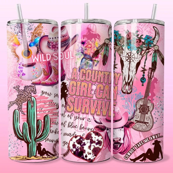 Cowgirl -  20 oz Skinny Tumbler Sublimation Transfers