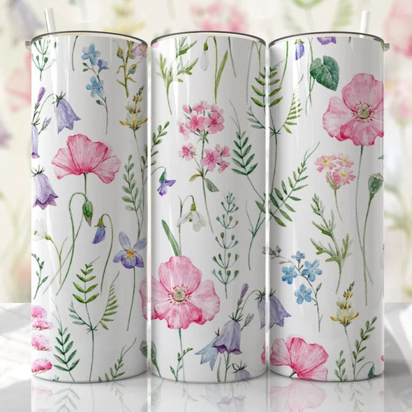 Floral Tumbler - 20 oz Skinny Tumbler Sublimation Transfers