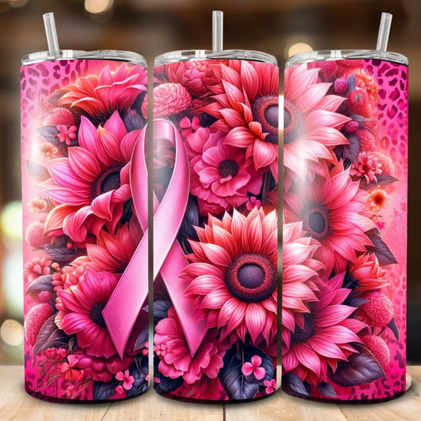 Breast Cancer Ribbon - 20 oz Skinny Tumbler Sublimation Transfers