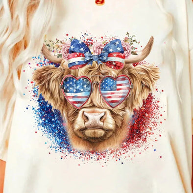 America Highland Cow  - DTF Transfer