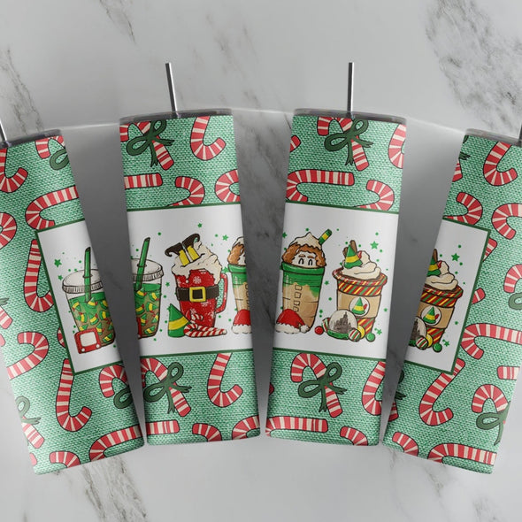 Christmas Coffee - 20 oz Skinny Tumbler Sublimation Transfers