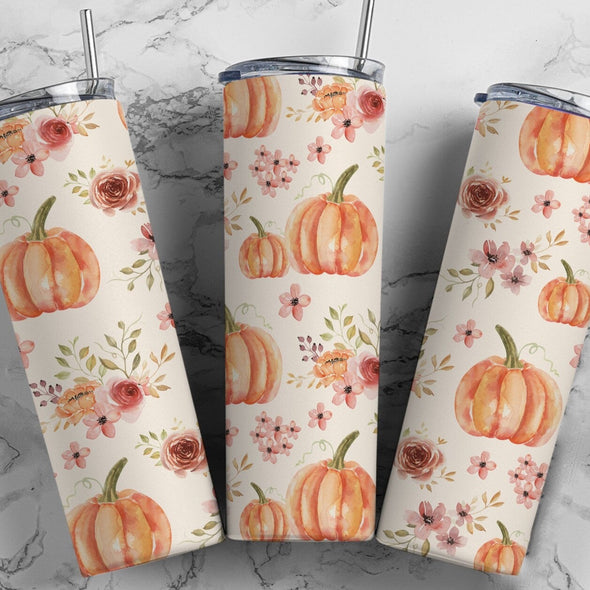 Fall Pumpkin - 20 oz Skinny Tumbler Sublimation Transfers