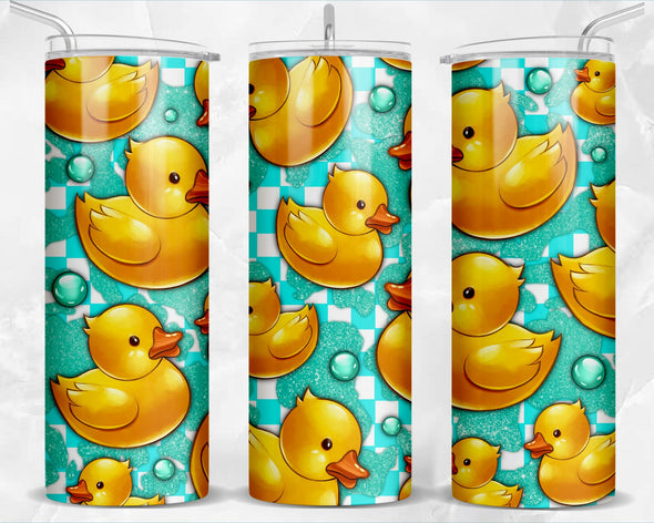 Duck with Turquoise  - 20 oz Skinny Tumbler Sublimation Transfers