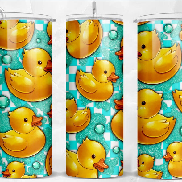 Duck with Turquoise  - 20 oz Skinny Tumbler Sublimation Transfers
