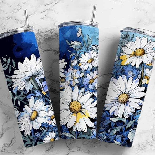 Daisy White   - 20 oz Skinny Tumbler Sublimation Transfers