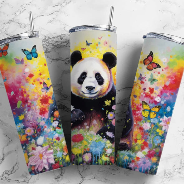 Panda Butterflies  - 20 oz Skinny Tumbler Sublimation Transfers