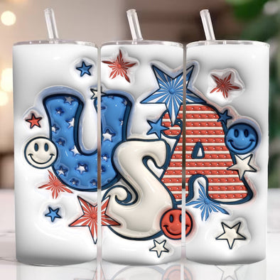 USA Inflated - 20 oz Skinny Tumbler Sublimation Transfers