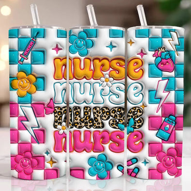 3D Nurse - 20 oz Skinny Tumbler Sublimation Transfers