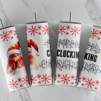 Merry Clucking Christmas    - 20 oz Skinny Tumbler Sublimation Transfers