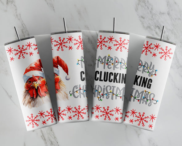 Merry Clucking Christmas    - 20 oz Skinny Tumbler Sublimation Transfers