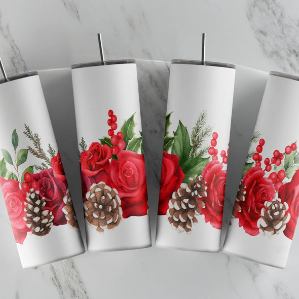 Christmas Floral    - 20 oz Skinny Tumbler Sublimation Transfers