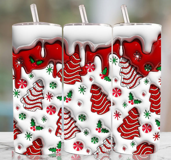 Red & White Trees - 20 oz Skinny Tumbler Sublimation Transfers