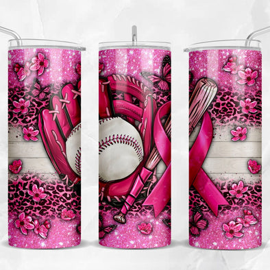 Breast Cancer Baseball  - 20 oz Skinny Tumbler Sublimation Transfers